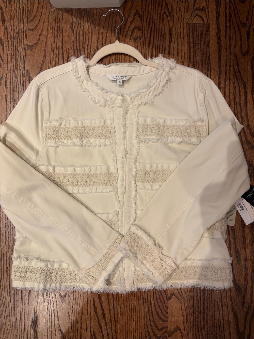 Liverpool Cream Fringe-Trim Jacket NWT
